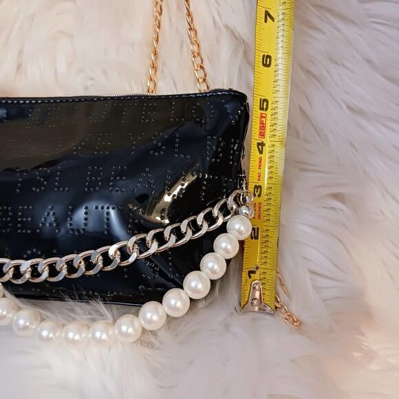 YSL Crossbody SHINY BLACK PEARL GOLD SILVER chains added - Picture 10 of 15